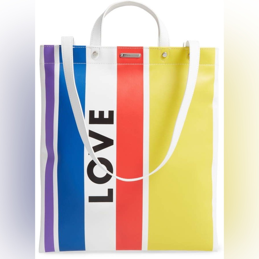 🌈 NWT Rebecca Minkoff Love Rainbow Stripe Leather Tote 🌈